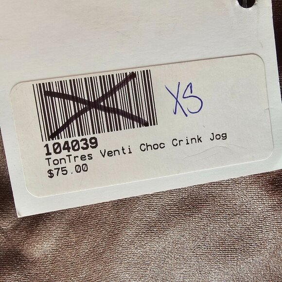 Venti6 Brown Crinkle Jogger Women XS Drawstring Pants Lurex Drawstring Close NWT - Picture 9 of 10